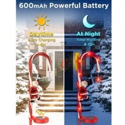 Solar Christmas Decorations Candy Cane Lights Outdoor Decor Stake With Modes 8 LED Lights For Garden Patio Yard Lawn 2 Packs -Christmas Lights Store 281995 2409707 F