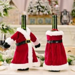 2 Pieces Christmas Wine Bottle Covers Decoration Knitted Sweater Santa Claus Wine Bottle Decorations Christmas Party Favors Supplies Gifts -Christmas Lights Store 282033 2410099 F