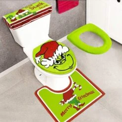 Christmas Bathroom Sets - Grinchs Decor Toilet Seat Cover And Rug Set Of 4 For Indoor Home -Christmas Lights Store 282121 2411409 HD