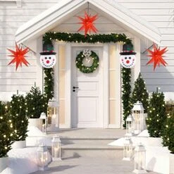 Christmas Porch Light Covers, 12 Inch Snowman Porch Light Covers For Outdoor Christmas Decorations (2Pcs) -Christmas Lights Store 282125 2411443 HD