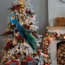 Christmas Tree Ornaments Gorgeous And Delicate Glittered Bird Faux Peacock Decoration -Christmas Lights Store 282475 2414285 HD