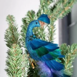 Christmas Tree Ornaments Gorgeous And Delicate Glittered Bird Faux Peacock Decoration -Christmas Lights Store 282475 2414287 HD