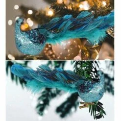 Christmas Theme Xmas Tree Simulated Peacock Decoration,Fluff And Sequin Embellishment -Christmas Lights Store 282477 2414307 F