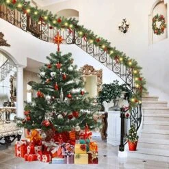 2.7m Christmas Artificial Garland With 50 LED Light Pinecone Wreath Flocked With Mixed Decorations Door Christmas Party -Christmas Lights Store 282651 2415677 HD