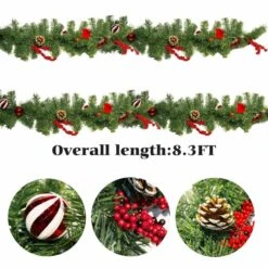 2.7m Christmas Artificial Garland With 50 LED Light Pinecone Wreath Flocked With Mixed Decorations Door Christmas Party -Christmas Lights Store 282651 2415679 HD