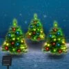 2pcs Christmas Tree Solar Powered Prelit Christmas Tree With Multicolored LED Lights Outdoor Decorations, Holiday