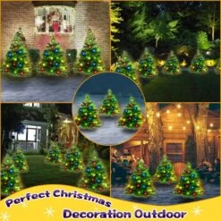 2pcs Christmas Tree Solar Powered Prelit Christmas Tree With Multicolored LED Lights Outdoor Decorations, Holiday -Christmas Lights Store 282653 2415697 HD