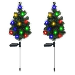 2pcs Christmas Tree Solar Powered Prelit Christmas Tree With Multicolored LED Lights Outdoor Decorations, Holiday -Christmas Lights Store 282653 2415703 F
