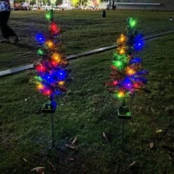 2pcs Christmas Tree Solar Powered Prelit Christmas Tree With Multicolored LED Lights Outdoor Decorations, Holiday -Christmas Lights Store 282653 2415709 F