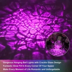 Outdoor Hanging Solar Lights - Cracked Glass Solar Lights Waterproof LED Decorative Ball Lights Tree Solar Powered Globe Lights With Hook For Garden Yard Fence Christmas Decoration,Multicolor (12 Pack) -Christmas Lights Store 282765 2416493 HD