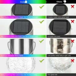 Outdoor Hanging Solar Lights - Cracked Glass Solar Lights Waterproof LED Decorative Ball Lights Tree Solar Powered Globe Lights With Hook For Garden Yard Fence Christmas Decoration,Multicolor (12 Pack) -Christmas Lights Store 282765 2416495 HD