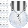 Outdoor Hanging Solar Lights - Cracked Glass Solar Lights Waterproof LED Decorative Ball Lights Tree Solar Powered Globe Lights With Hook For Garden Yard Fence Christmas Decoration,Daylight White (12 Pack)