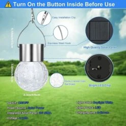 Outdoor Hanging Solar Lights - Cracked Glass Solar Lights Waterproof LED Decorative Ball Lights Tree Solar Powered Globe Lights With Hook For Garden Yard Fence Christmas Decoration,Daylight White (12 Pack) 12 Outdoor Hanging Solar Lights - Cracked Glass Solar Lights Waterproof LED Decorative Ball Lights Tree Solar Powered Globe Lights With Hook For Garden Yard Fence Christmas Decoration,Daylight White (12 Pack) -Christmas Lights Store 282769 2416541 HD