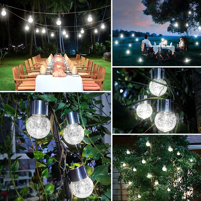 Outdoor Hanging Solar Lights - Cracked Glass Solar Lights Waterproof LED Decorative Ball Lights Tree Solar Powered Globe Lights With Hook For Garden Yard Fence Christmas Decoration,Daylight White (12 Pack) 7 Outdoor Hanging Solar Lights - Cracked Glass Solar Lights Waterproof LED Decorative Ball Lights Tree Solar Powered Globe Lights With Hook For Garden Yard Fence Christmas Decoration,Daylight White (12 Pack) - Image 7