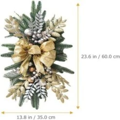 Christmas Teardrop Holiday Swag Leaves With Bow Knot And Ball Ornaments For Staircase Decoration Teardrop Hanging Ornament (Golden 1 Pcs) 15 Christmas Teardrop Holiday Swag Leaves With Bow Knot And Ball Ornaments For Staircase Decoration Teardrop Hanging Ornament (Golden 1 Pcs) -Christmas Lights Store 282819 2416915 F