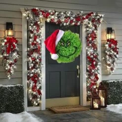 Christmas Wreath Ornament,Grin_ch Wall Decor,Grin_ch Front Door Christmas Wreath Party Decorations -Christmas Lights Store 282843 2417263 HD