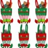 6 Pcs Christmas Candy Bags Gift Bags Elf Boots Handbags Stocking Lovely Treat Bags Xmas For Boys Girls Decorations