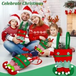 6 Pcs Christmas Candy Bags Gift Bags Elf Boots Handbags Stocking Lovely Treat Bags Xmas For Boys Girls Decorations -Christmas Lights Store 282921 2418327 HD