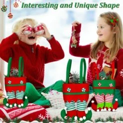 6 Pcs Christmas Candy Bags Gift Bags Elf Boots Handbags Stocking Lovely Treat Bags Xmas For Boys Girls Decorations -Christmas Lights Store 282921 2418329 HD