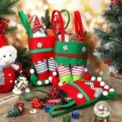 6 Pcs Christmas Candy Bags Gift Bags Elf Boots Handbags Stocking Lovely Treat Bags Xmas For Boys Girls Decorations -Christmas Lights Store 282921 2418331 HD