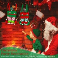 6 Pcs Christmas Candy Bags Gift Bags Elf Boots Handbags Stocking Lovely Treat Bags Xmas For Boys Girls Decorations -Christmas Lights Store 282921 2418333 HD