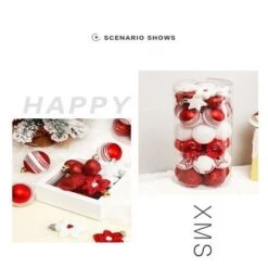 41 Pcs 5 Cm Christmas Ball Star Ornaments Painting & Glittering Christmas Tree Pendants Shatterproof Decorative -Christmas Lights Store 282923 2418345 F