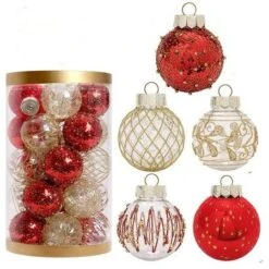 25 Pcs 60mm Christmas Ball Ornaments Tree Pendants Shatterproof Stuffed Decoration For Xmas Wedding Party(Red & Gold) -Christmas Lights Store 282933 2418543 F