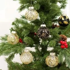 25 Pcs 6 Cm Christmas Ball Ornaments Tree Pendants Shatterproof Stuffed Decoration For Xmas Wedding Party (Black & Gold) -Christmas Lights Store 282935 2418549 F