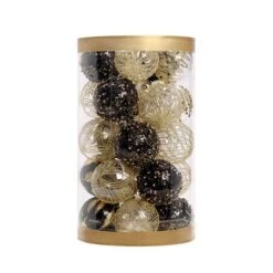 25 Pcs 6 Cm Christmas Ball Ornaments Tree Pendants Shatterproof Stuffed Decoration For Xmas Wedding Party (Black & Gold) -Christmas Lights Store 282935 2418555 F