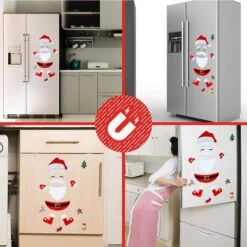 Santa Claus Fridge Magnet Refrigerator-Stickers, Christmas Decorations 18 Parts And 8 Stickers -Christmas Lights Store 282939 2418661 F