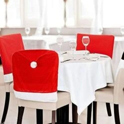 Red Hat Dining Chair Slipcovers,Christmas Chair Back Covers Kitchen Chair Covers (4pcs)