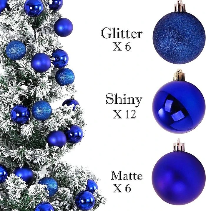 24Pcs Christmas Balls Ornaments For Xmas Christmas Tree - Shatterproof Christmas Tree Decorations Hanging Ball For Holiday Wedding Party Decoration, Royal Blue 3 24Pcs Christmas Balls Ornaments For Xmas Christmas Tree - Shatterproof Christmas Tree Decorations Hanging Ball For Holiday Wedding Party Decoration, Royal Blue - Image 3