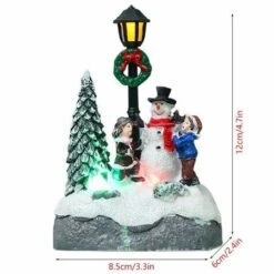 Christmas Glowing Ornament Beautiful Street Lamp Holiday Statue Luminous Desktop Ornament
