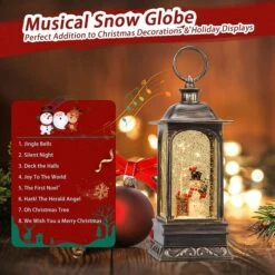 Christmas Decorations Musical Snow Globe Lantern, 3 AA Battery Operated & USB Powered, Snowman -Christmas Lights Store 282991 2419155 HD