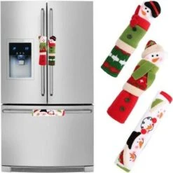 3 Pieces Christmas Snowman Refrigerator Door Handle Cover Non-Woven Fabric Kitchen Fridge Oven Microwave Cover -Christmas Lights Store 283049 2419675 F