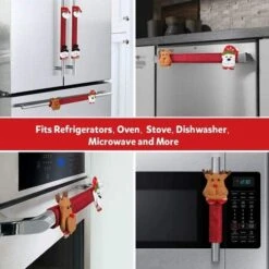 Refrigerator Door Knob Gloves Set Of 8, Santa Snowman Kitchen Appliance Cover, Door Knob Protection Christmas Decoration -Christmas Lights Store 283051 2419685 F