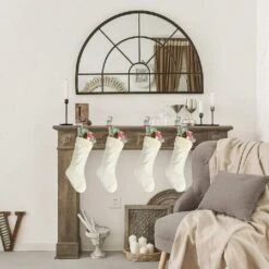 Unique Ivory Knit Christmas Socks