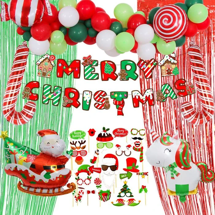 Christmas Balloon Decorations Arch Garland Kit Green Red Gold Santa Claus Banner Rain Curtain Foil Balloon Party 1 Christmas Balloon Decorations Arch Garland Kit Green Red Gold Santa Claus Banner Rain Curtain Foil Balloon Party