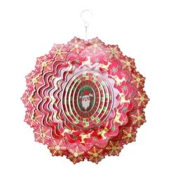 Wind Spinners Metal Kinetic Christmas Santa Clause Stainless Steel Wind Garden Decoration Hanging For Yard Art & Outdoor