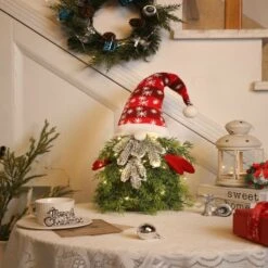 Mini Gnome Christmas Tree Tabletop Small Prelit Artificial Pine Needle Christmas Tree With Lighting Gnome Decorations -Christmas Lights Store 283101 2420073 HD