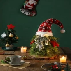 Mini Gnome Christmas Tree Tabletop Small Prelit Artificial Pine Needle Christmas Tree With Lighting Gnome Decorations -Christmas Lights Store 283101 2420079 HD