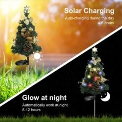 2pcs Solar Christmas Tree Led Light Decorations Outdoor Wall Lamp Waterproof Garden Patio New Year Party Christmas Gift -Christmas Lights Store 283113 2420163 F