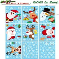 248 Pcs Christmas Window Clings Snowflakes Christmas Decorations Double Sided Static Cling Window -Christmas Lights Store 283301 2422477 F