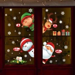 Christmas Window Clings Decorations Snowflake Santa Claus Reindeer Window Clings For Party Decorations -Christmas Lights Store 283303 2422493 F