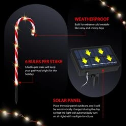 Christmas Solar Light LED Candy Cane Outdoor Garden Decoration Pathway Holiday Ornament 10Pcs -Christmas Lights Store 283319 2422707 HD