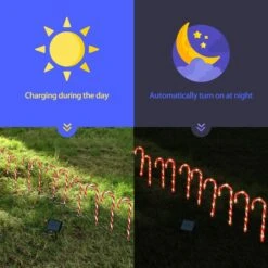 Christmas Solar Light LED Candy Cane Outdoor Garden Decoration Pathway Holiday Ornament 10Pcs -Christmas Lights Store 283319 2422709 HD