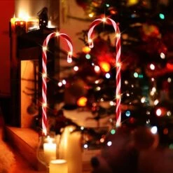Christmas Solar Light LED Candy Cane Outdoor Garden Decoration Pathway Holiday Ornament 10Pcs -Christmas Lights Store 283319 2422713 HD