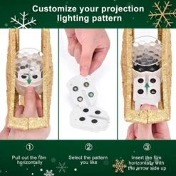 Christmas Tree Topper Lighted With 6 Projection Modes,Christmas Star Tree Topper Built-in LED Rotating Lights,Gold 4D Glitter Projector For Xmas Party Holiday Indoor Decorations (Gold Five-pointed Star ) -Christmas Lights Store 283509 2425521 HD