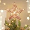 Christmas Star Tree Topper, Glitter 3D Star Tree Top With LED Lights For Christmas Tree Decoration And Holiday Seasonal Decor - Rose Gold
