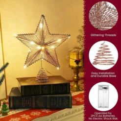 Christmas Star Tree Topper, Glitter 3D Star Tree Top With LED Lights For Christmas Tree Decoration And Holiday Seasonal Decor - Rose Gold 11 Christmas Star Tree Topper, Glitter 3D Star Tree Top With LED Lights For Christmas Tree Decoration And Holiday Seasonal Decor - Rose Gold -Christmas Lights Store 283537 2425685 HD